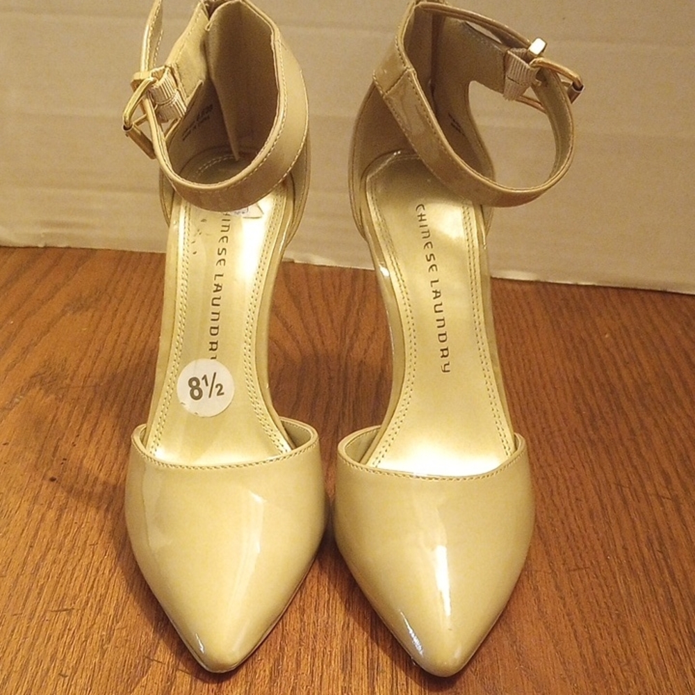 Chinese Laundry Cream Ankle Strap Heels